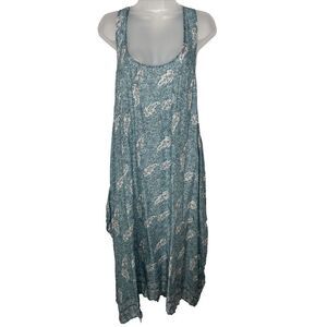 WALKER & WADE BLUE FLORAL PAISLEY SLEEVELESS TWIST BACK FLOWY MIDI BEACH DRESS M